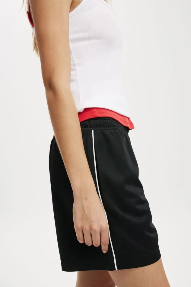 Retro Sporty Long Short Black Women Cotton On Sweats and Hoodies