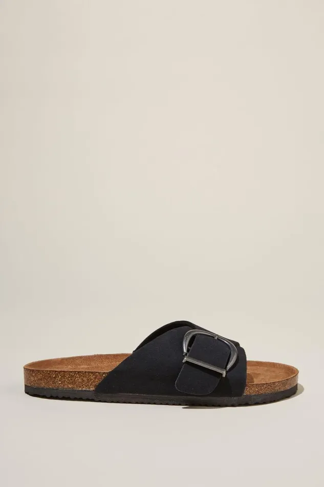 Rex Single Strap Slide Black Micro Women Cotton On Shoes and Slippers