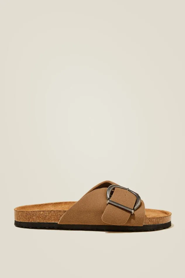 Rex Single Strap Slide Sienna Brown Micro Women Cotton On Shoes and Slippers