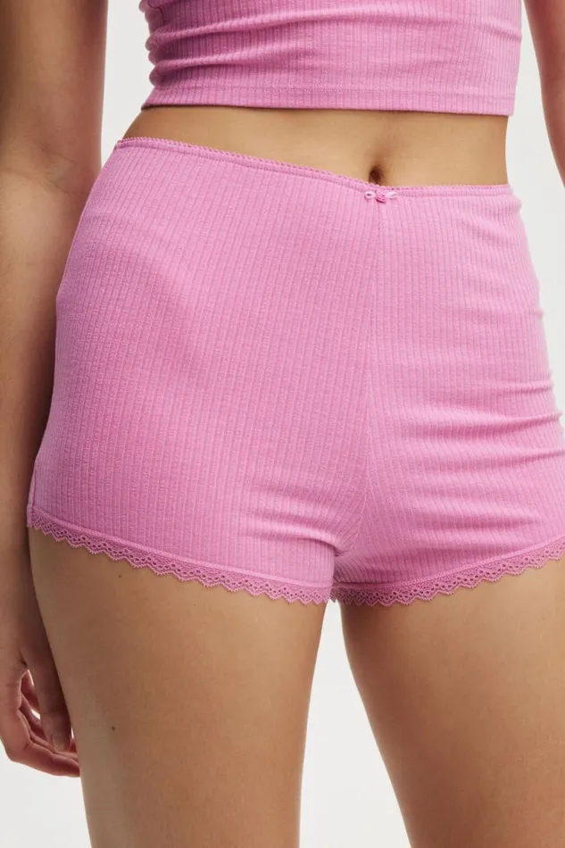 Rib Lace Short Pink Icing Women Cotton On Pajamas Rib Lace Short Pink Icing Women Cotton On Pajamas