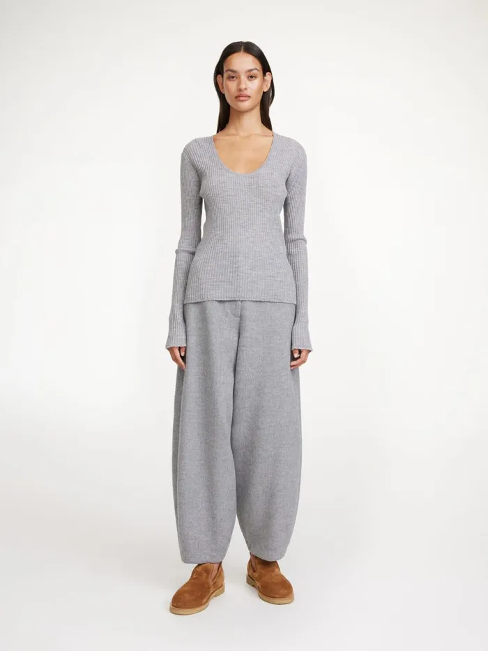 Rinah Merino Wool Top Grey Melange Women By Malene Birger Knitwear