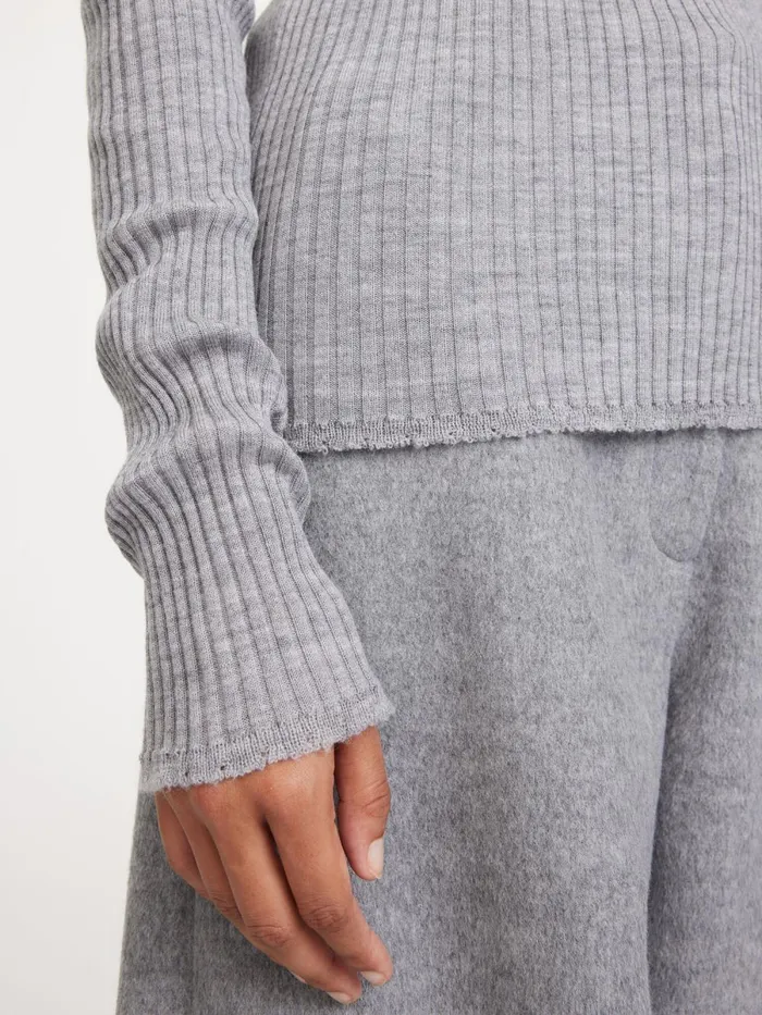 Rinah Merino Wool Top Grey Melange Women By Malene Birger Knitwear