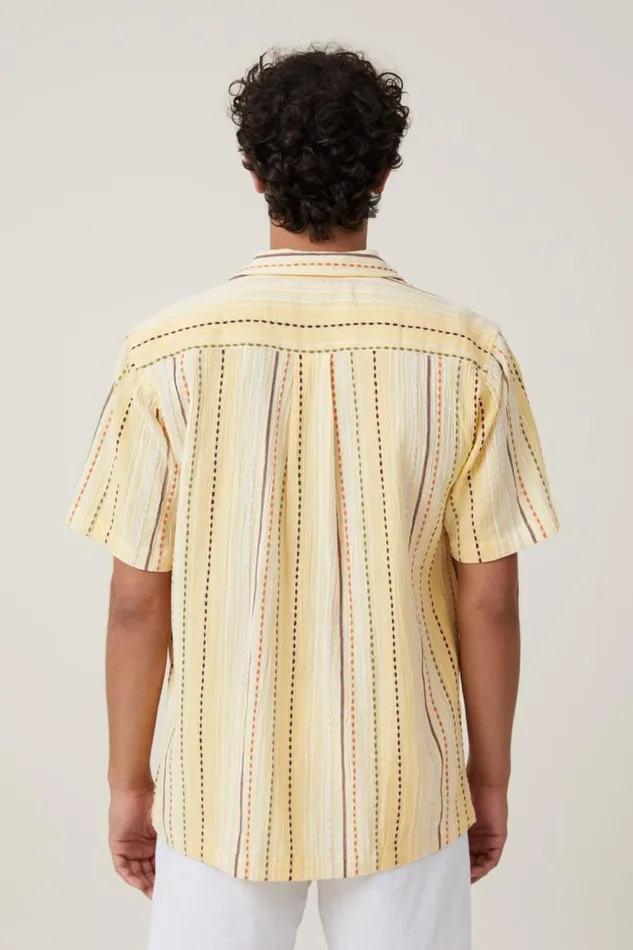 Riviera Short Sleeve Shirt Yellow Pop Stripe Men Cotton On Shirts and Polos Riviera Short Sleeve Shirt Yellow Pop Stripe Men Cotton On Shirts and Polos