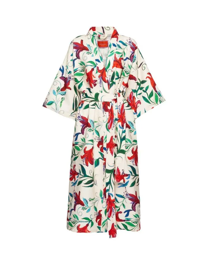 Robe White Lily In Organic Cotton Women La Double J Loungewear Robe White Lily In Organic Cotton Women La Double J Loungewear
