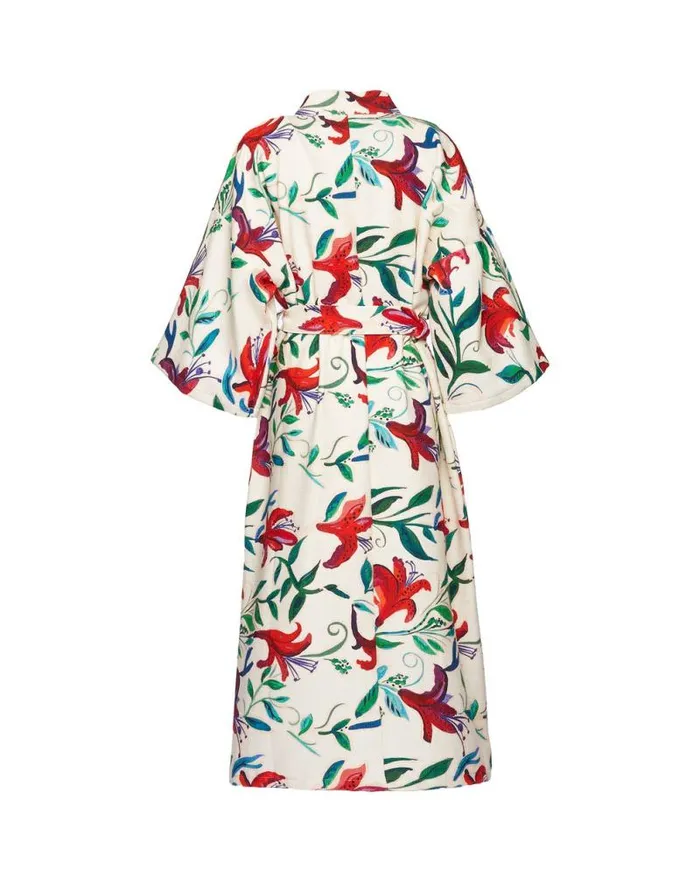 Robe White Lily In Organic Cotton Women La Double J Loungewear Robe White Lily In Organic Cotton Women La Double J Loungewear