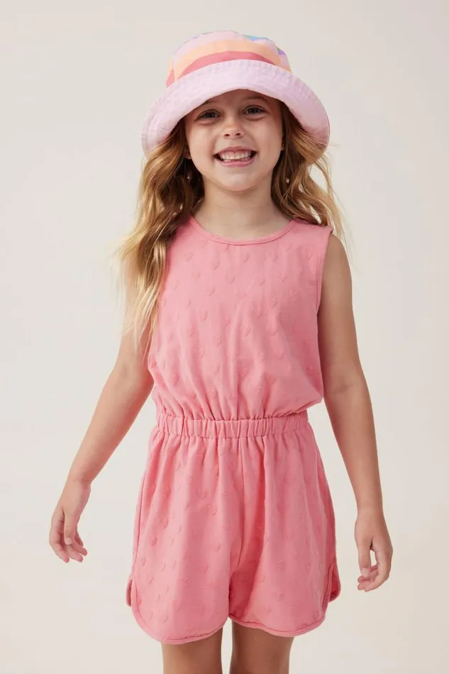 Romy Playsuit Orange Coral Heart Texture Girls Cotton On Dresses