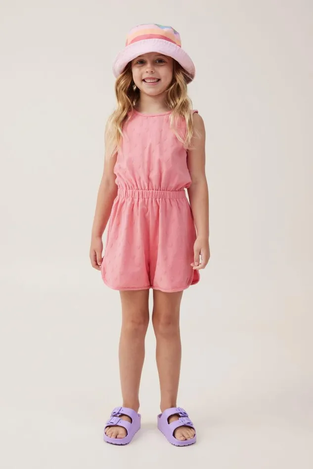 Romy Playsuit Orange Coral Heart Texture Girls Cotton On Dresses Romy Playsuit Orange Coral Heart Texture Girls Cotton On Dresses