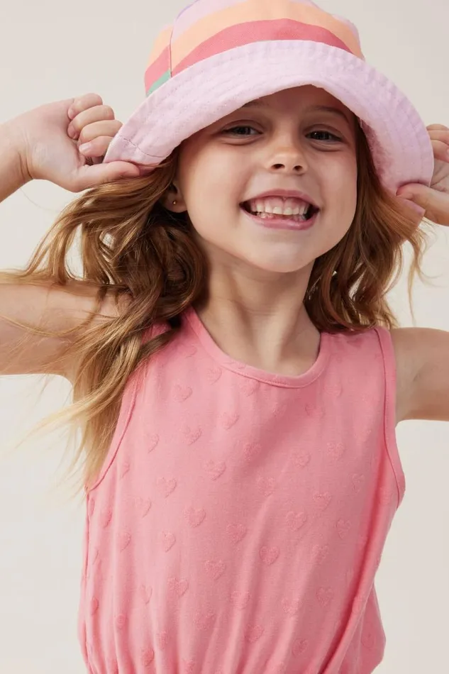 Romy Playsuit Orange Coral Heart Texture Girls Cotton On Dresses Romy Playsuit Orange Coral Heart Texture Girls Cotton On Dresses