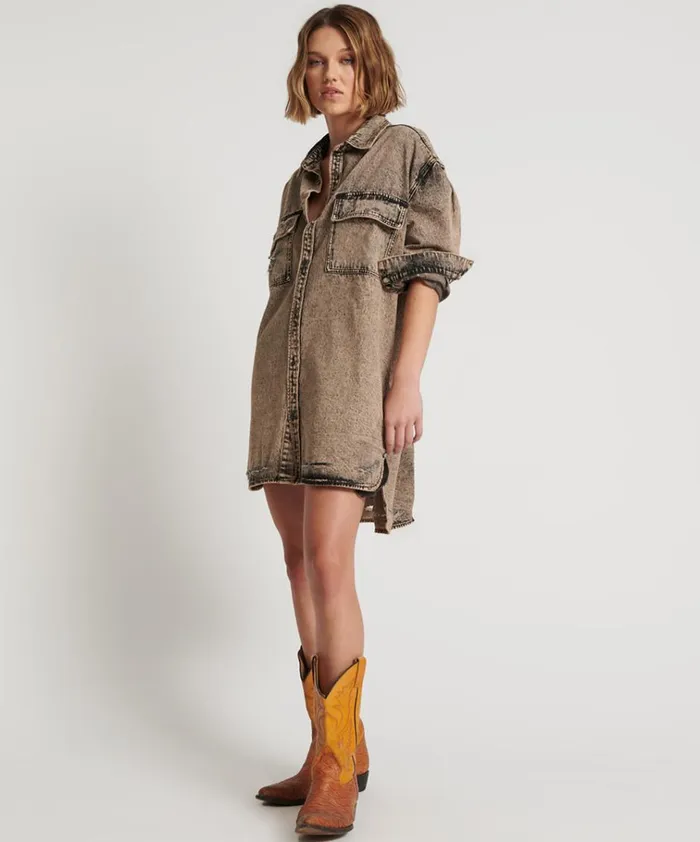 RUST DENIM SHIRT DRESS Women One Teaspoon Denim Dresses RUST DENIM SHIRT DRESS Women One Teaspoon Denim Dresses