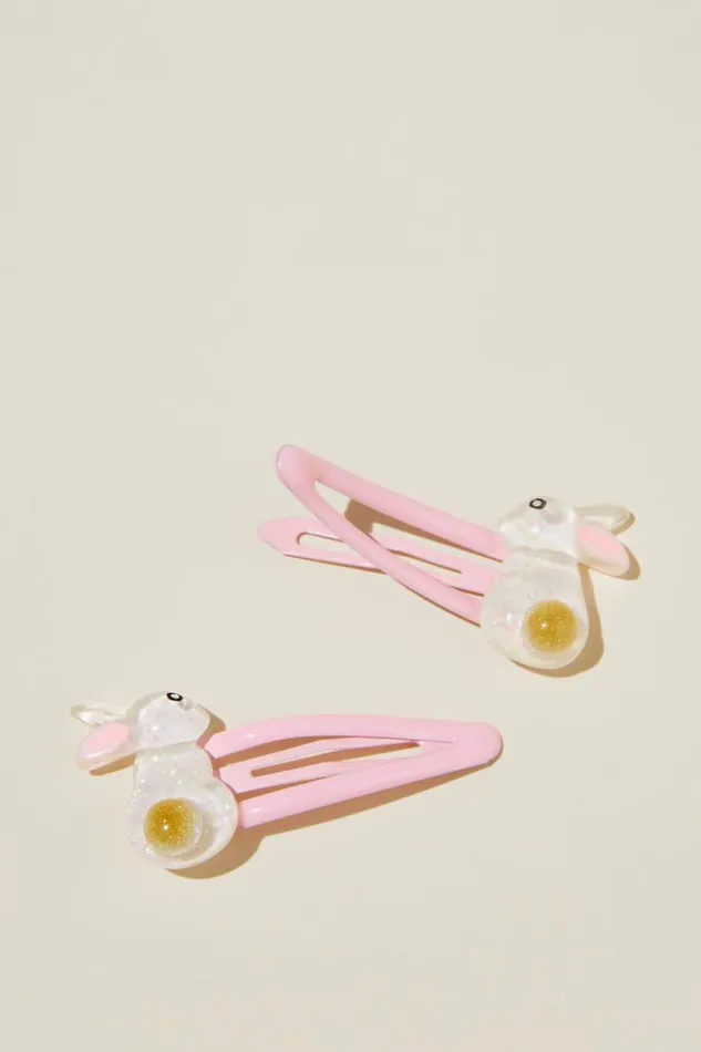 Sadie Snap Clips Blush Pink Glitter Bunnies Girls Cotton On Hair Accessories