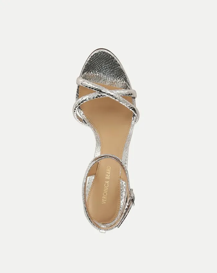 Sandals Shop Veronica Beard Manuela Metallic Leather Sculpted Wedge Sandal Silver