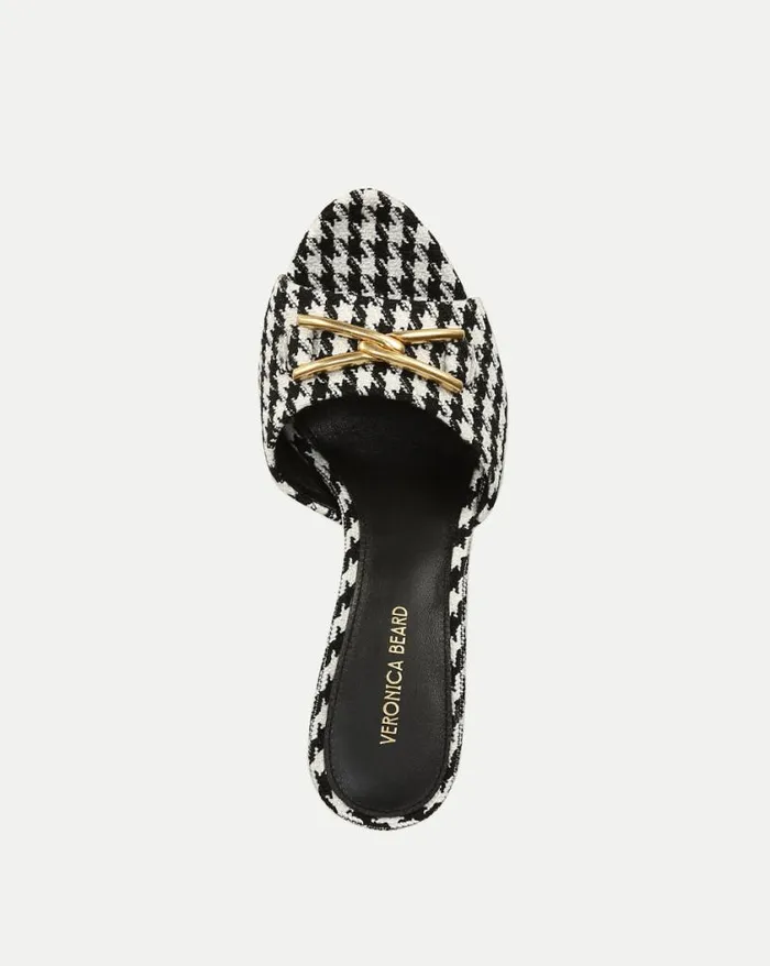 Sandals Shop Veronica Beard Mirren Houndstooth OpenToe Mule Blackwhite