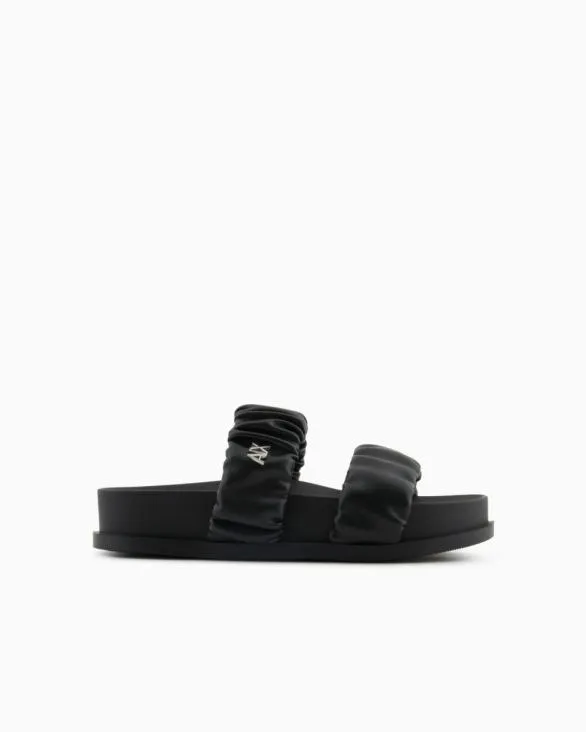 Sandals With Two Bands In Gathered Fabric Black Women Armani Sandals