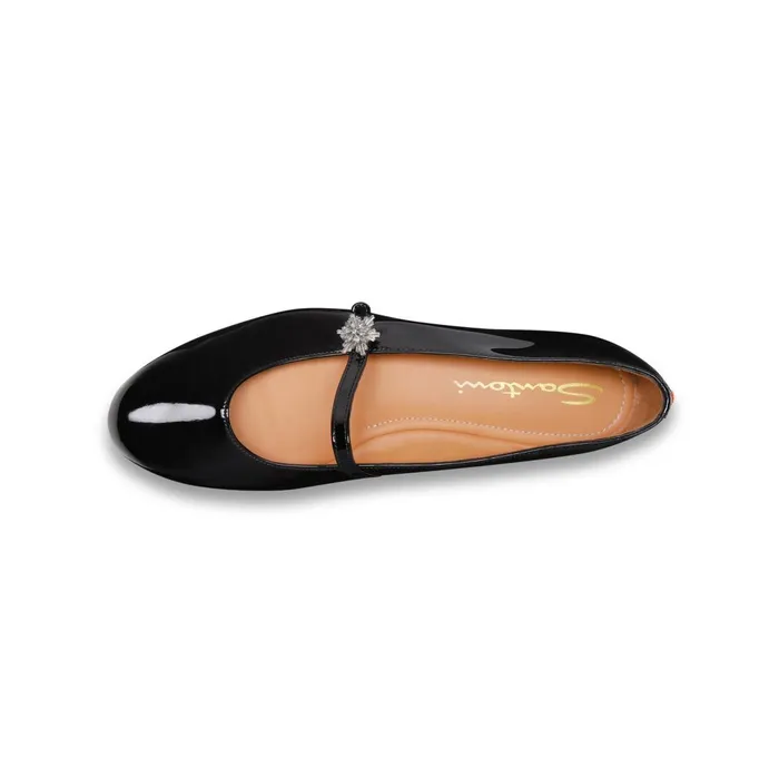 Santoni Black Patent Leather Ballet Flat Women Flats Shoes