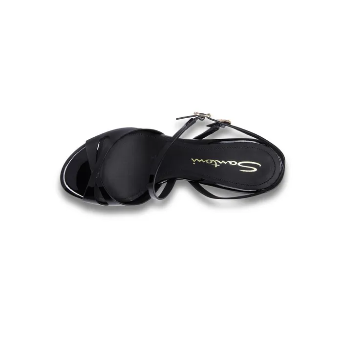 Santoni Black Patent Leather HighHeel Mona Sandal Women Sandals