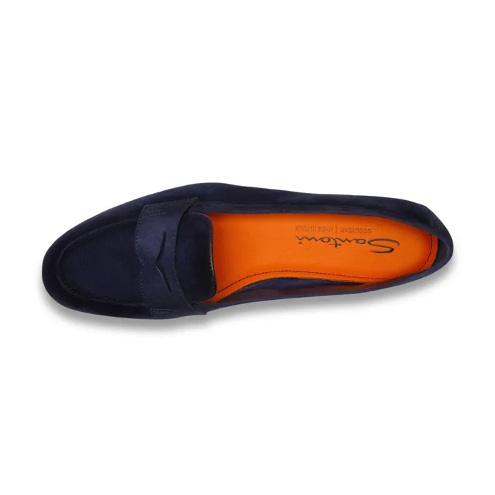 Santoni Blue Suede Carla Loafer Women Loafers
