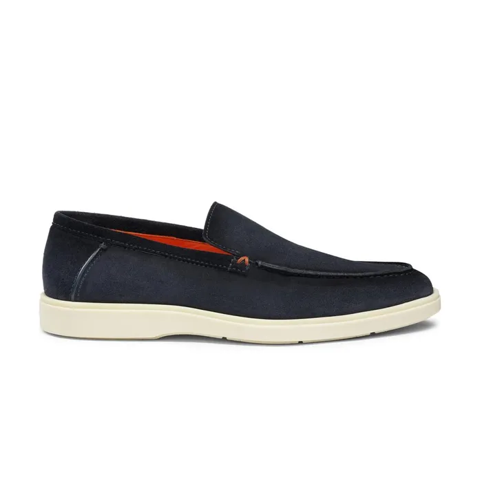 Santoni Blue Suede Loafer Men Loafers