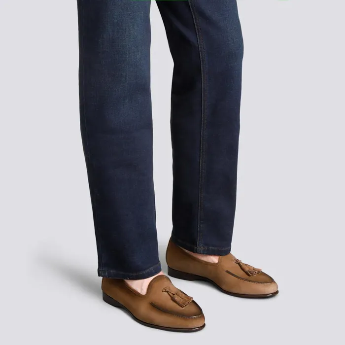 Santoni Brown Nubuck Andrea Tassel Loafer Men Loafers