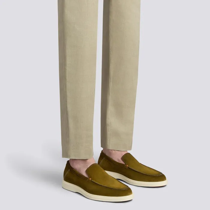 Santoni Green Suede Loafer Men Loafers