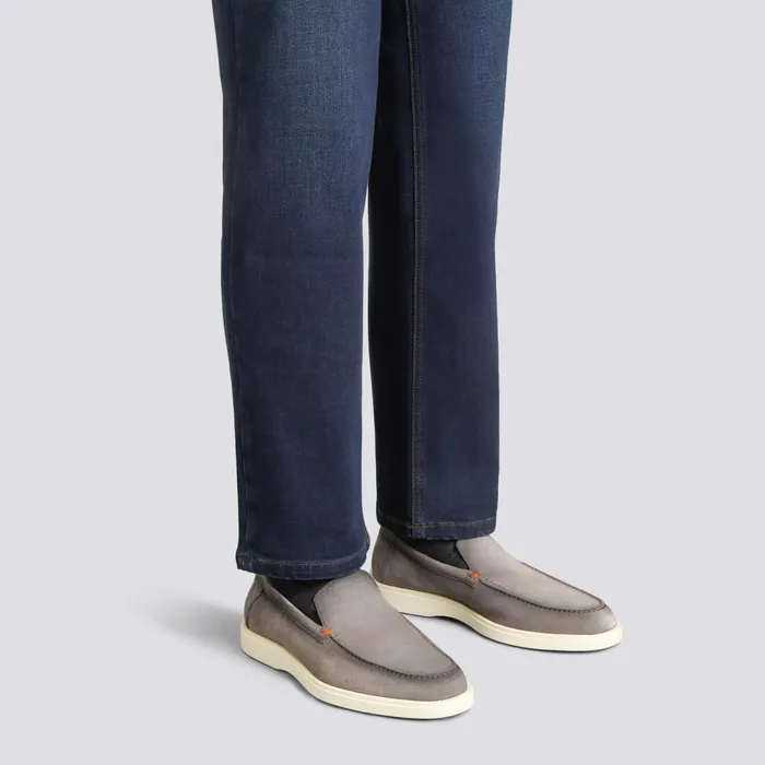 Santoni Grey Suede Loafer Men Loafers