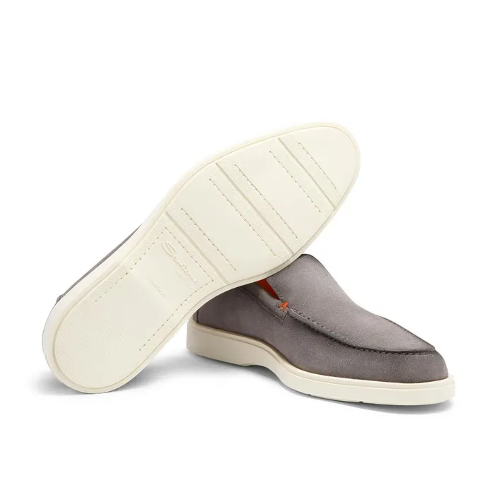 Santoni Grey Suede Loafer Men Loafers