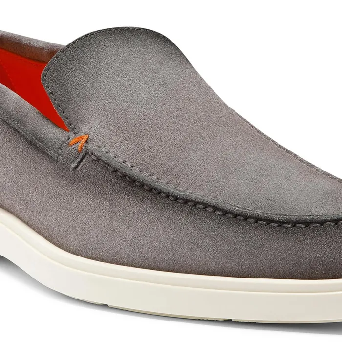 Santoni Grey Suede Loafer Men Loafers