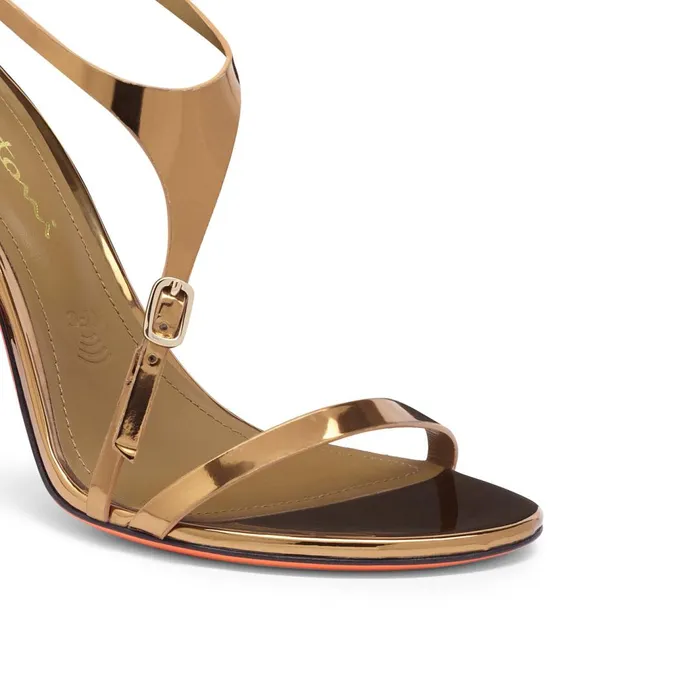 Santoni Mirrored Gold HighHeel Sandal Women Sandals