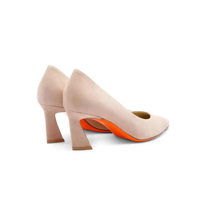Santoni Pink Suede MidHeel Pump Women Pumps and Heels