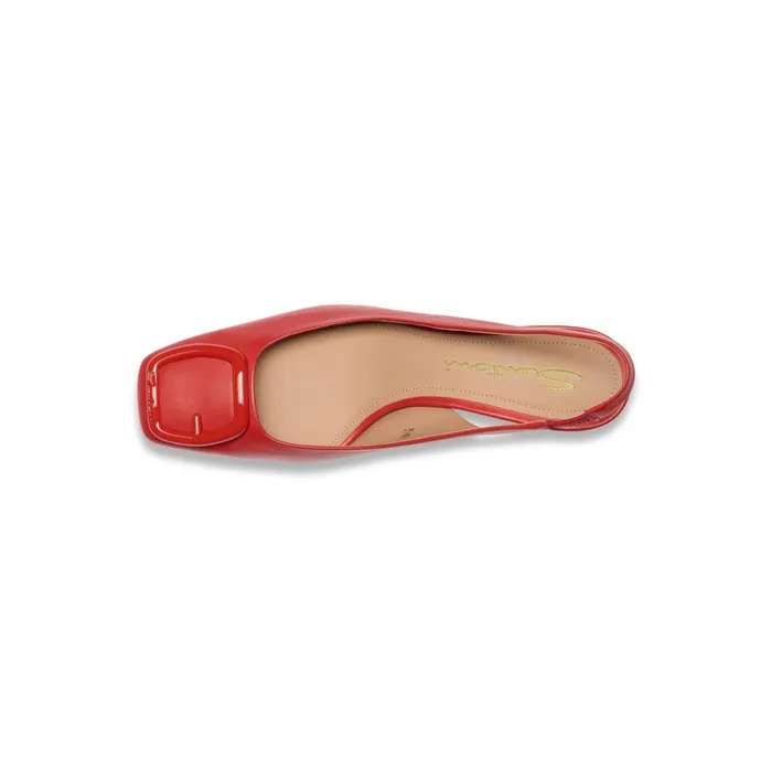 Santoni Red Leather MidHeel Slingback Women Pumps and Heels