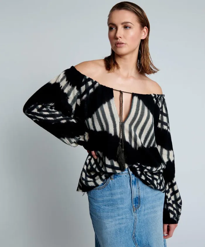 SANTORINI HAND PRINTED MINOAN TOP Women One Teaspoon Tops
