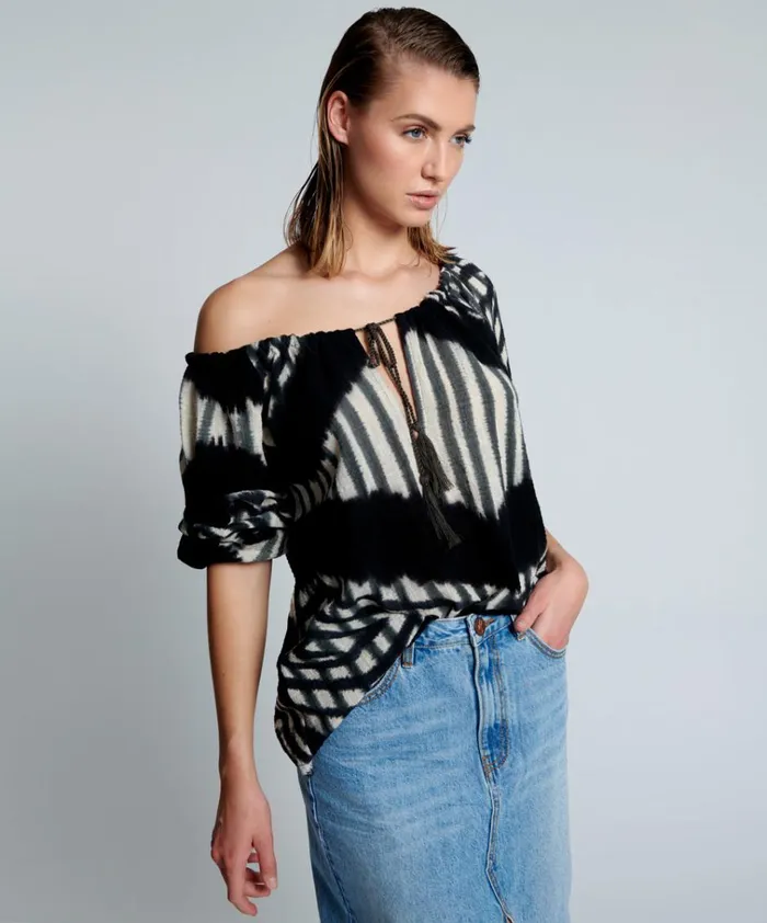 SANTORINI HAND PRINTED MINOAN TOP Women One Teaspoon Tops