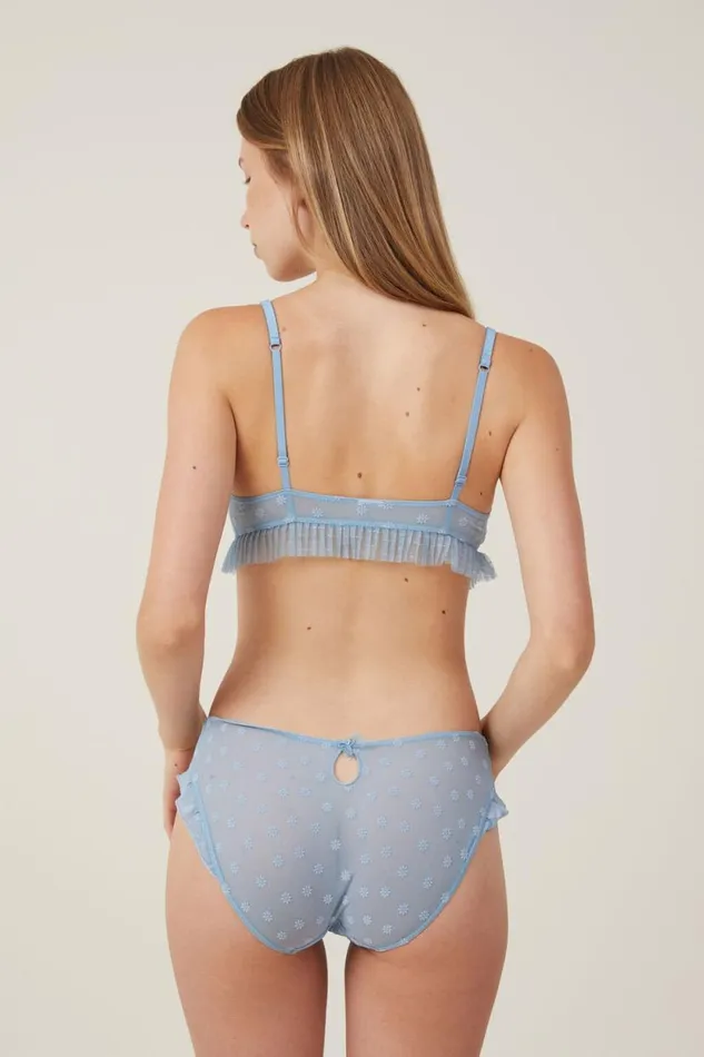 Sasha Flocking Mesh Bralette Summit Sky Daisy Women Cotton On Bras