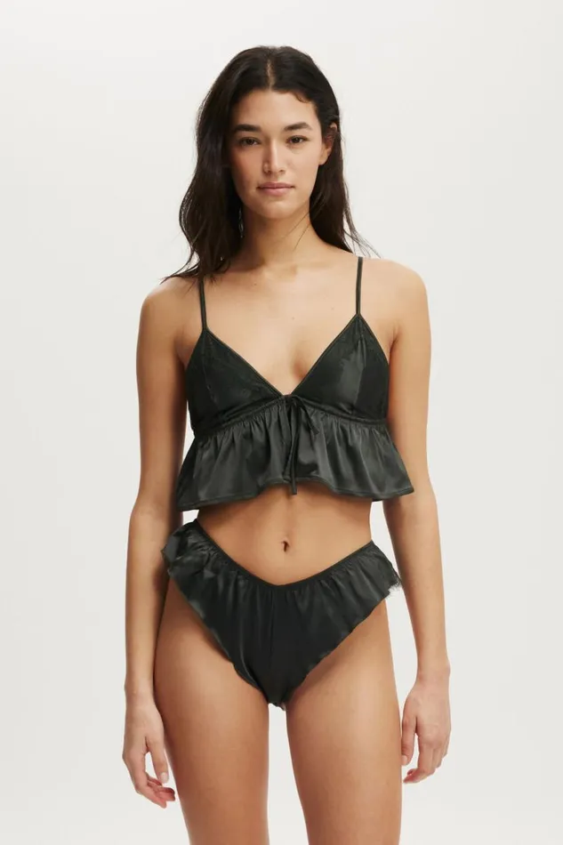 Satin Longline Bralette Washed Black Women Cotton On Bras