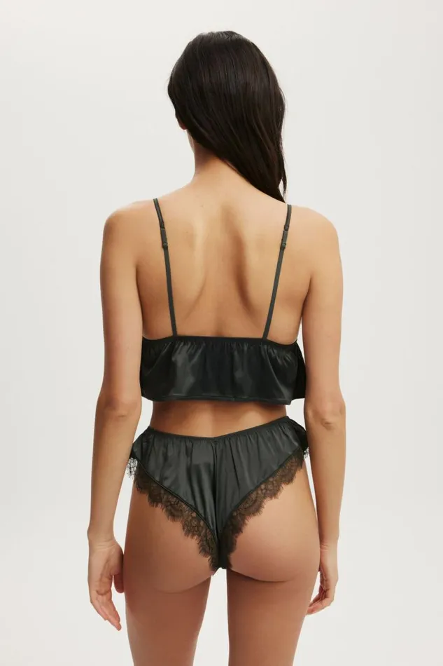 Satin Longline Bralette Washed Black Women Cotton On Bras