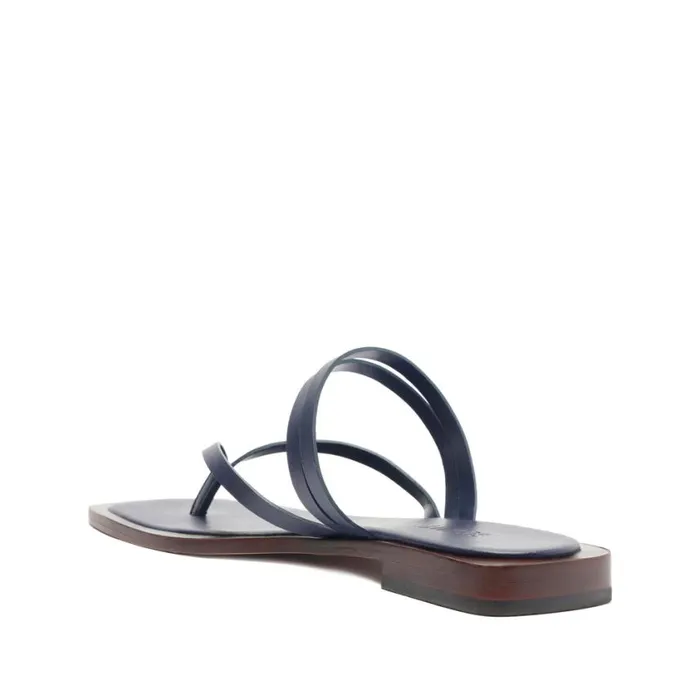 Schutz Shoes Flats Rania Leather Flat Sandal Blue 8211 Women