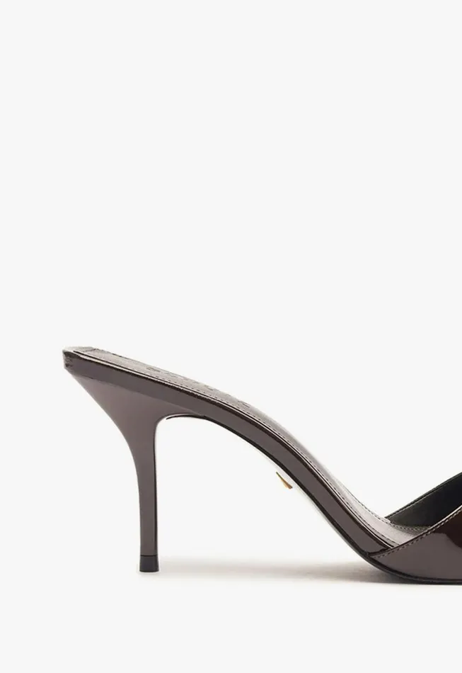 Schutz Shoes Mules Elodie Patent Leather Sandal Dark Brown 8211 Women