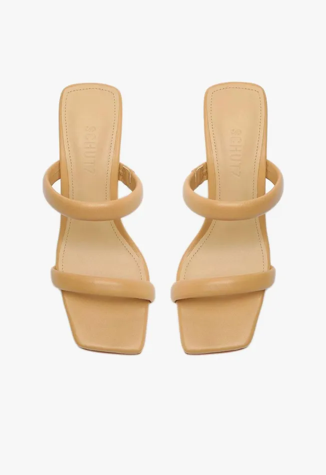 Schutz Shoes Mules Ully Nappa Leather Sandal Light Beige 8211 Women