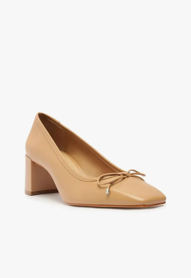 Schutz Shoes Pumps Arissa Block Leather Pump Beige 8211 Women
