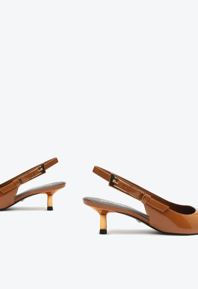 Schutz Shoes Pumps Ciara Mid Patent Leather Pump Honey Peach 8211 Women