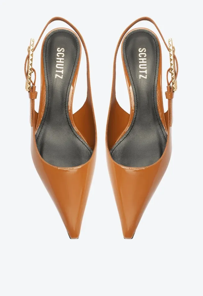 Schutz Shoes Pumps Ciara Mid Patent Leather Pump Honey Peach 8211 Women