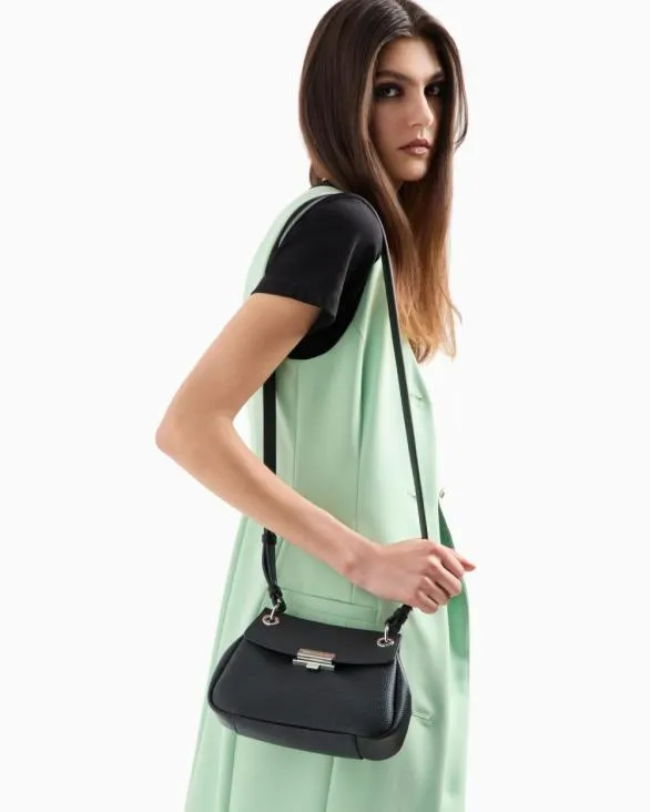 Sequined Shoulder Bag With Metallic Details Black Women Armani Crossbody Bags Sequined Shoulder Bag With Metallic Details Black Women Armani Crossbody Bags