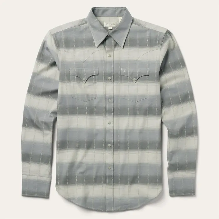 Serape Dobby Twill Western Shirt Brown Men Stetson Modern Cut