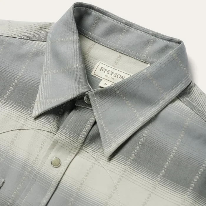 Serape Dobby Twill Western Shirt Brown Men Stetson Modern Cut