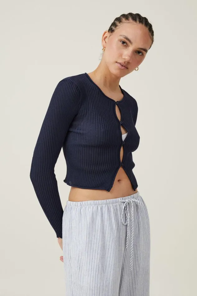 Sheer Rib Peekaboo Cardigan Winter Night Women Cotton On Sweaters and Cardigans Sheer Rib Peekaboo Cardigan Winter Night Women Cotton On Sweaters and Cardigans