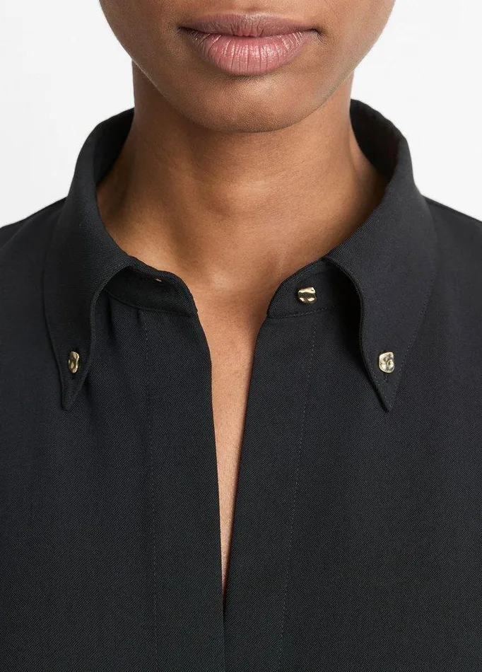 Shirts and Tops Women Vince Embellished PointCollar Crepe Shirt Black Shirts and Tops Women Vince Embellished PointCollar Crepe Shirt Black