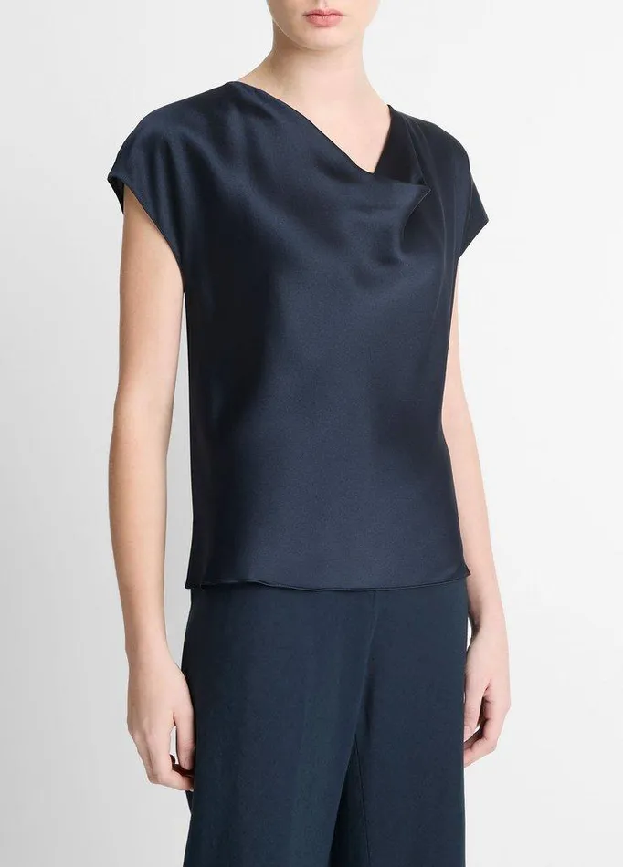 Shirts and Tops Women Vince Silk CowlNeck Blouse Coastal Blue Shirts and Tops Women Vince Silk CowlNeck Blouse Coastal Blue