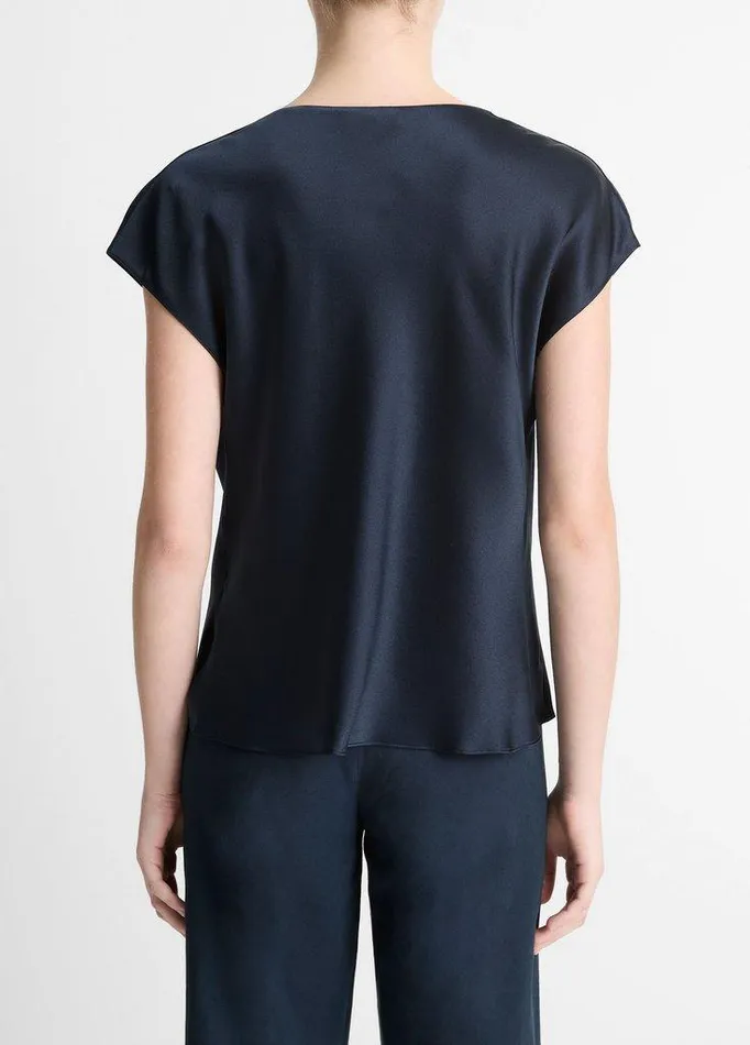 Shirts and Tops Women Vince Silk CowlNeck Blouse Coastal Blue Shirts and Tops Women Vince Silk CowlNeck Blouse Coastal Blue