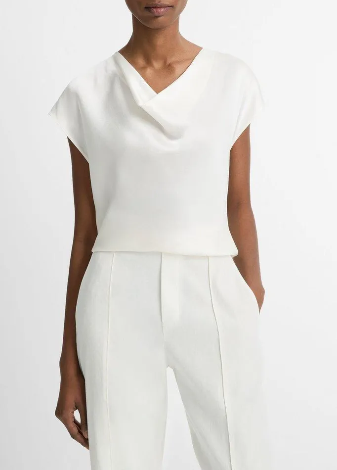 Shirts and Tops Women Vince Silk CowlNeck Blouse Off White
