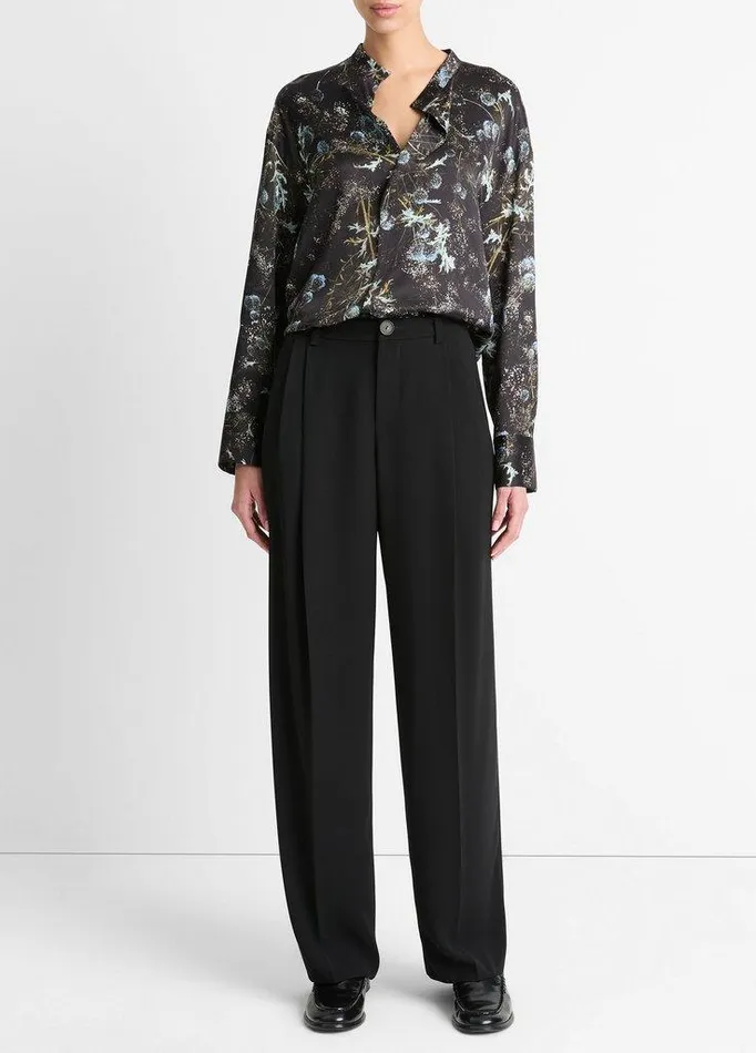 Shirts and Tops Women Vince Thistle Silk DrapedCollar Blouse Aqua Shadow