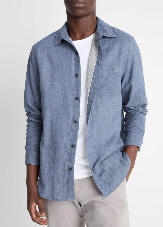 Shirts Men Vince Double Face Long Sleeve Chambray